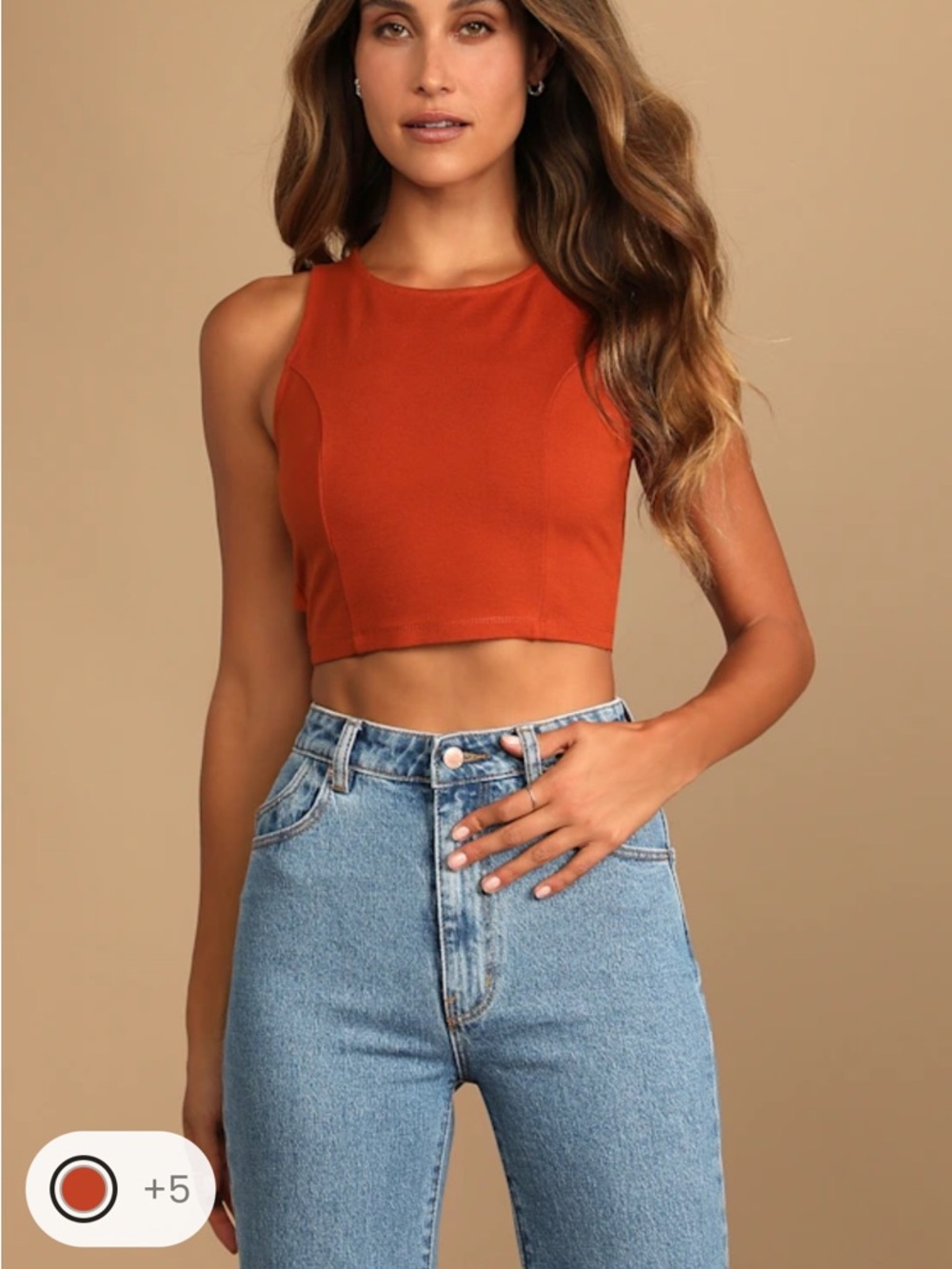 Lulus Let's Tie It Rust Orange Tie-Back Cropped Tank Top, NWT S. - Picture 2 of 6